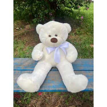Imagem de Urso De Pelucia Grande Presente Criança 50cm Antialérgico (Baunilha laço branco)