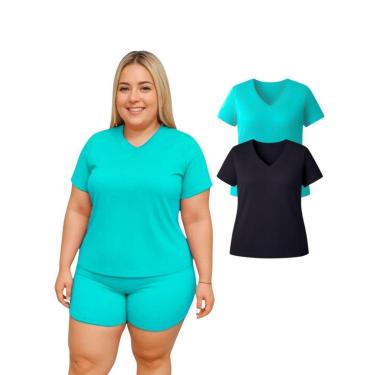Imagem de Kit 2 Camiseta Manga Curta Dry Fitness Academia Plus Size-Feminino