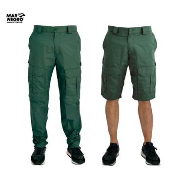Imagem de Calça de Pesca Vira Bermuda Mar Negro Proteção Solar UV 50+ Verde, 46