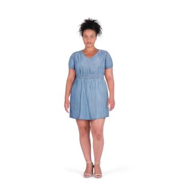 Imagem de City Chic Vestido feminino plus size - Delilah Denim, Lavagem média, 46