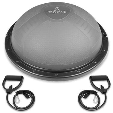 Imagem de ProsourceFit Treinador de equilíbrio de estabilidade, meia bola com faixas de resistência e bomba para ioga, aeróbica, ginástica em casa, cinza