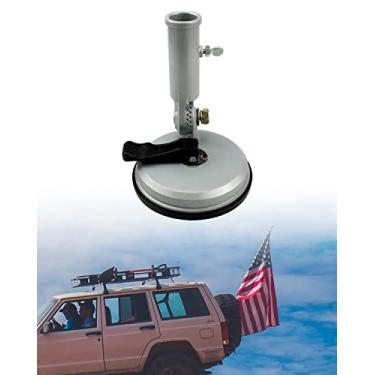 Imagem de Suporte de mastro de bandeira estilo ventosa universal ajustável multiposições suporte de mastro de bandeira resistente para trailer, caminhão, carro, SUV, ATV, casa, parede