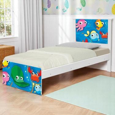 Imagem de Cama Juvenil Zap Com Cabeceira Fundo Do Mar Peixinhos