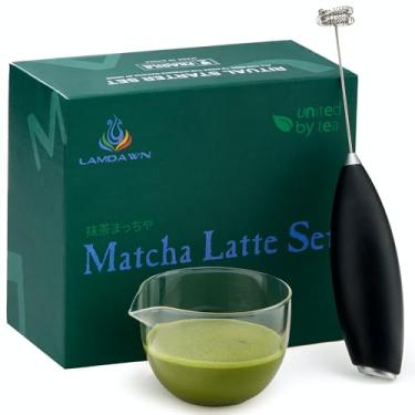 Imagem de Conjunto pequeno Matcha 2 peças - Conjunto de batedor Matcha inclui varinha de espumador de leite (não inclui baterias) e tigela, o conjunto Matcha perfeito para chá verde (vidro-1)