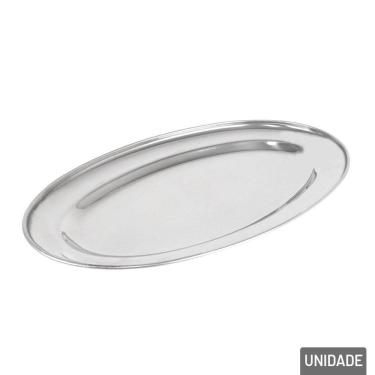 Imagem de Bandeja de Inox 29x18cm Oval Prata - Tudo em Caixa