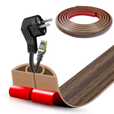 Imagem de Escondedor autoadesivo para cabo de piso, gerenciamento de cabos de 3 m, protetor de faixa de extensão para fios, evita viagens de cabos para escritórios, academias, exposições. Cavidade: 1,3 cm (L) x