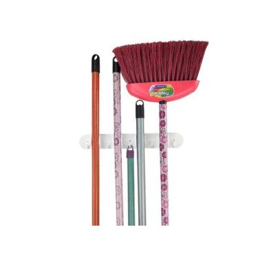 Imagem de Porta Vassouras Rodos e Pás Com 4 Encaixes 5 Ganchos Plástico Resisten