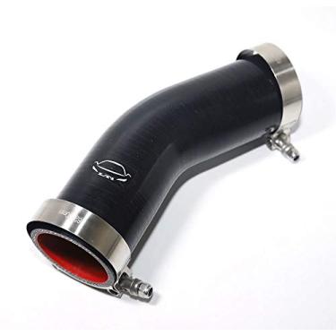 Imagem de LTI Universal 4-Ply Reforçado Alto Desempenho 2" (51mm) ID 45 Graus Cotovelo Silicone Mangueira Acoplador com Braçadeira de Parafuso T Aço Inoxidável T304 (5 cm PRETO)