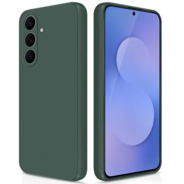 Imagem de GiiYoon Capa de silicone compatível com Samsung Galaxy S25 FE, capa de telefone macia sedosa de corpo inteiro com proteção para câmera, capa à prova de choque com forro de microfibra, verde