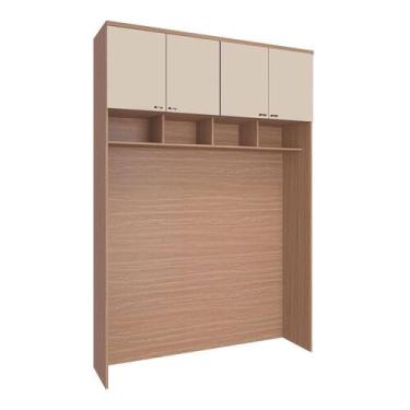 Imagem de Guarda Roupa Modulo Ponte 4 Portas 163cm Setiba Plus Carvalho/Palha - 