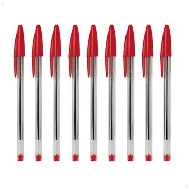 Imagem de Kit 10 Caneta Bic Esferográfica Cristal Média 1.0mm, Vermelho