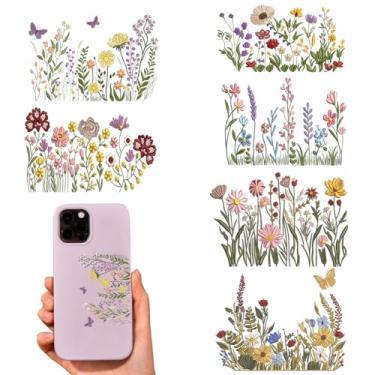 Imagem de Envelopes de copo UV DTF - 6 estampas de flores UV DTF adesivo para caneca garrafa de água de vidro, artesanato DIY para notebook, bagagem, laptop, carro, decalque de transferência à prova d'água