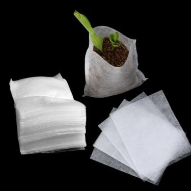 Imagem de 100 sacos de berçário não tecidos sacos de cultivo de berçário tecido biodegradável saco de semeadura de plantas para vegetais, flores, mudas de frutas, suprimentos de jardim doméstico 7,87" x 8,66
