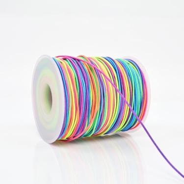 Imagem de Cordão elástico para pulseiras, cordão elástico arco-íris resistente de 1 mm x 330 pés para fazer joias, colares, miçangas e artesanato