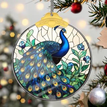 Imagem de Enfeites de Natal para pendurar em cristal de pavão, enfeites de árvore de Natal feitos à mão, decoração de carro e casa - presentes de Natal, decoração de artesanato em acrílico, ideias de troca de