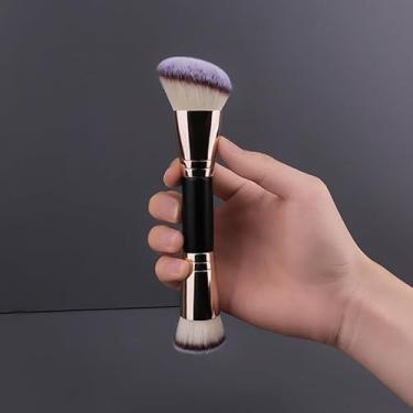 Imagem de Pincel de base e corretivo de ponta dupla – Pincel de maquiagem com contorno angular multiuso, portátil e adequado para viagens (18 cm) (preto)