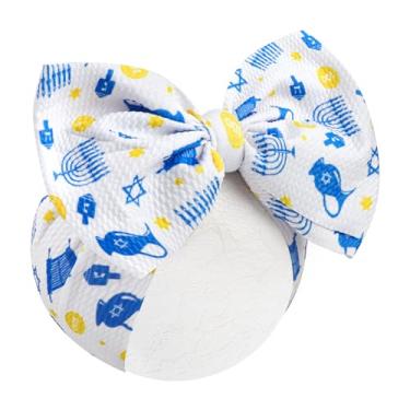 Imagem de YanJie Arco de cabeça Hanukka de 17 cm para bebês meninas, laços brancos, acessórios de festa menorá