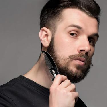 Imagem de Pente de bolso dobrável masculino, alisador de pente fino, adequado para pentear a beleza diária de cabelo, barba ou barba, serrar, polir à mão, preto