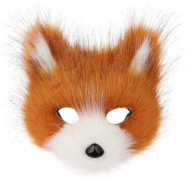 Imagem de hbbhml - Máscara de lobo de raposa de animais para festas de Halloween, fantasias de cosplay, acessórios de pelúcia para gatos, máscaras de meia face, carnaval, Natal, máscara