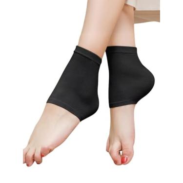 Imagem de 4 pares de meias de reparo de calcanhar rachado, meias hidratantes para pés secos e rachados, meias de gel para tratamento de calcanhar de pés rachados, meias de salto rachado com umidade de spa para