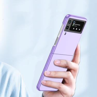 Imagem de Capa fina dobrável para samsung galaxy z flip 4 5 5g flip5 flip4 flip3 flip 3 2 flip2 zflip4 capa fashion, roxa, para samsung z flip 1