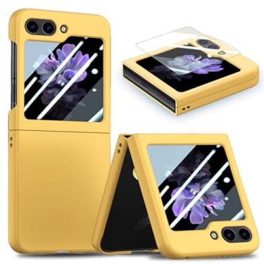 Imagem de Capa para Samsung Z Flip 5 com vidro temperado completo de 360 graus ultrafino para PC para Samsung Galaxy Z Fold 3 4 5 Flip 5 5G, amarelo, para Samsung Z Flip 4