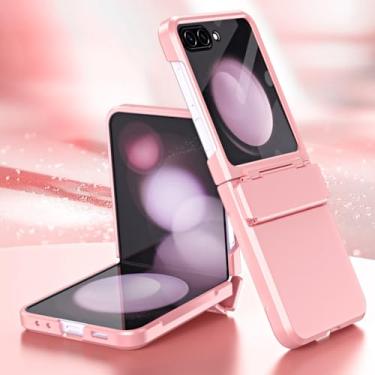 Imagem de Para Samsung Flip5 Flip 5 5G Zflip5 Bolsa para celular com dobradiça para Samsung Galaxy Z Flip5 Capas rígidas de película protetora de vidro, rosa, para Samsung Z Flip 5
