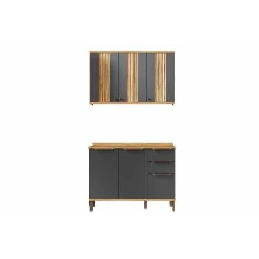 Imagem de Cozinha Modulada Ronipa Sauvignon Sauvignon 2 Peças (1aéreo+1balcão) C2p62 Amendoa-grafite - Ronipa