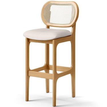 Imagem de Banqueta Alta Para Cozinha Bancada Sala Tela Betta Fixa L02 Linho Cru - Lyam