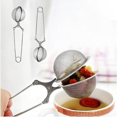 Imagem de Coador de chá Snap Ball, pacote com 2 infusores de chá de aço inoxidável premium com alça para chá de folhas soltas, infusores de filtro de bolas de chá de malha fina, prata