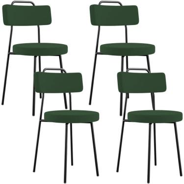 Imagem de Kit 04 Cadeiras Decorativas Estofada Sala De Jantar Barcelona L02 Suede Verde Musgo - Lyam Decor