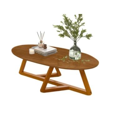 Imagem de Mesinha De Centro De Sala Classic Oval Pés De Madeira Maciça- Design Atemporal e Seguro para Famílias - Ideal para Sala de Estar com Crianças(Nature)