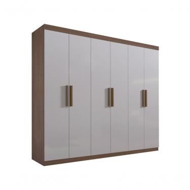 Imagem de Guarda Roupa Casal Colibri 6 Portas 6 Gavetas Sem Pés - D' Doro Castanho/off White