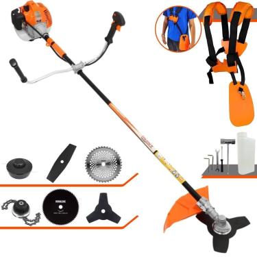 Imagem de Roçadeira Profissional Lateral Vulcan Vr520h À Gasolina 52cc 2,5hp + Faca 2 Pontas 330mm + Faca 40 Dentes 255mm + Faca