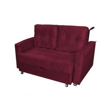 Imagem de Sofá Cama Casal Reclinável Drika - Veludo Vinho