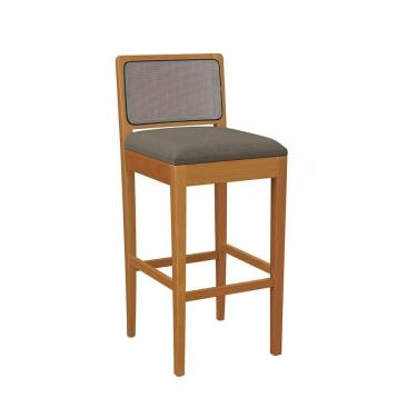 Imagem de Banqueta Em Madeira Maciça Sara Kappesberg Linho Mescla Chumbo Tela Chumbo