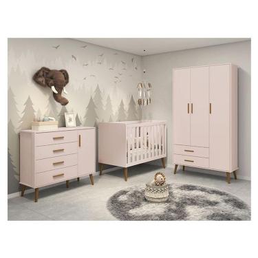 Imagem de Quarto De Bebê Isis 3 Portas Rosa Acetinado - Reller