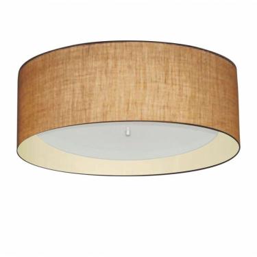 Imagem de Plafon Cilíndrico Duplo Vivare Md-3008 Cúpula Forrada Em Tecido 60x25cm - Bivolt Palha-bege 127/220v