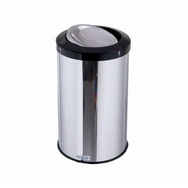 Imagem de Lixeira Inox Basculante 20 Litros Tampa Flip Top Com Cor - CCM, Preto