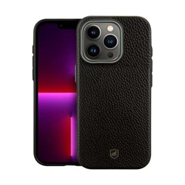 Imagem de Gshield Capa Case Tech com Textura em Couro e Interior Aveludado compatível com Magsafe (Preta, iPhone 13 Pro Max)