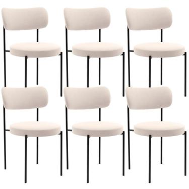 Imagem de Kit 06 Cadeiras Estofadas Para Sala De Jantar Louise L02 Suede Bege - Lyam Decor