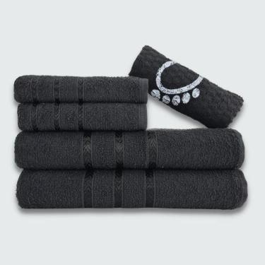 Imagem de Jogo De Toalha Banho 5 Peças Verona 100% Algodão Preto