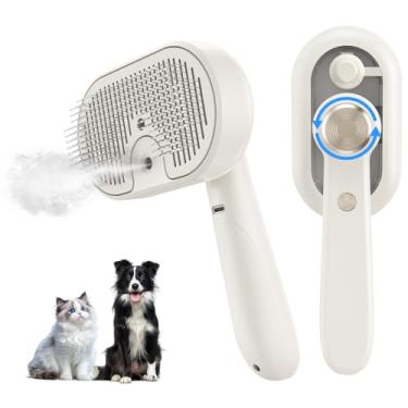 Imagem de Escova a vapor 3 em 1 para gatos, escova a vapor para cães com design de baixo ruído, pente de remoção de pelos em spray para animais de estimação longos e curtos, cerdas de aço inoxidável, névoa fria
