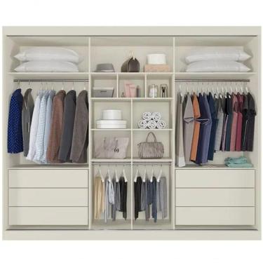 Imagem de Guarda Roupa Casal Ripado 3 Portas 6 Gavetas E Espelho Central - Athenas - Móveis Europa