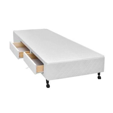 Imagem de Cama Box Base C/gavetas Solteiro Poli Tecido White (88x27-c/2 Gavs) - Castor