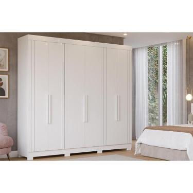 Imagem de Guarda Roupa Casal 6 Portas C/ Espelho E Pés Cecilia Branco - Panan