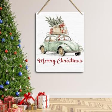 Imagem de Placa para decoração de porta de Feliz Natal sazonal de inverno, placa de parede para pendurar na parede, placas internas externas para sala de jantar, 24 × 17 cm