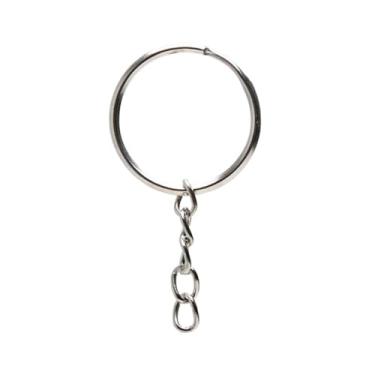 Imagem de Kits 50/100/250 Pçs Argolas Para Chaveiro Com Corrente 24mm Prata (100)