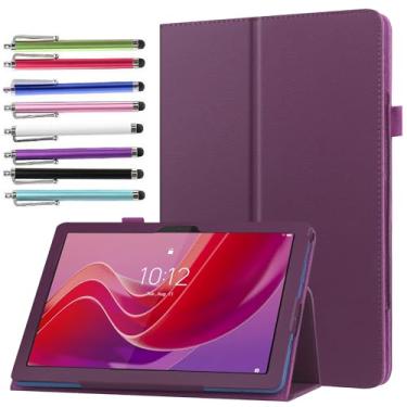 Imagem de elitegadget Capa para Lenovo Idea Tab 11 polegadas 2025 - Capa fina e leve de couro PU + 1 caneta Stylus de cor aleatória (Roxo)