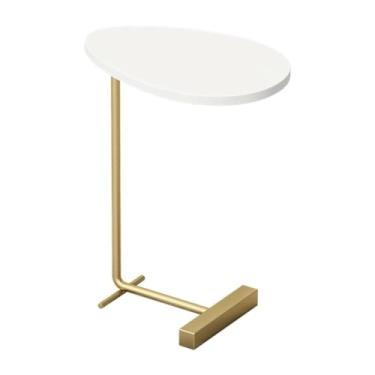 Imagem de UINGBPXT Mesa de chão pequena mesa de centro base de metal mesa lateral alta mesa de cabeceira de madeira maciça pequena mesa de chá para casa, sala de estar, escritório